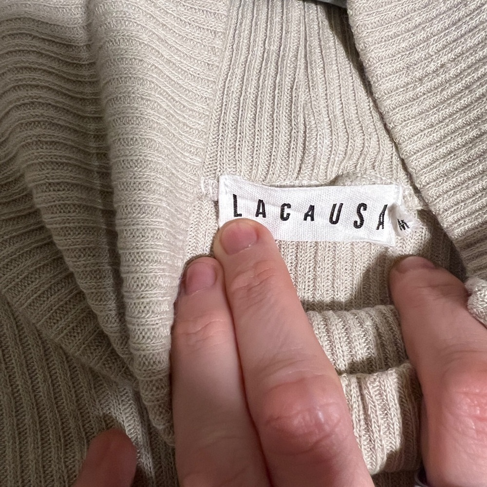 LACAUSA Cream Ribbed Knit Sweater - Picture 2 of 2